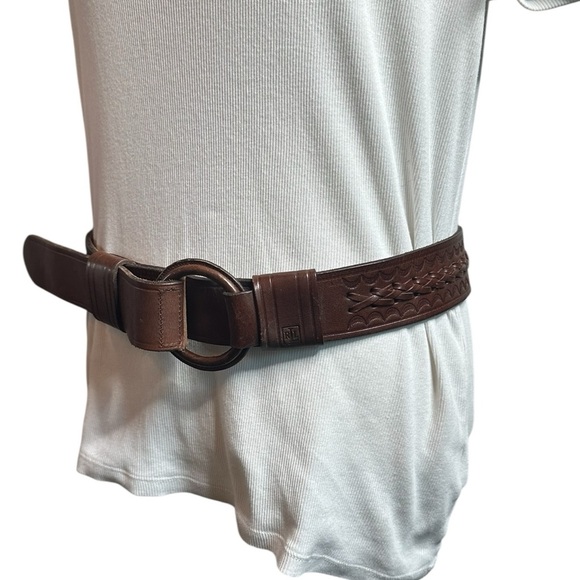 Ralph Lauren Brown Embossed Leather Belt - Picture 1 of 6